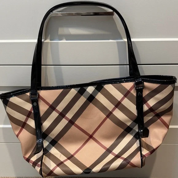 Burberry Beige and Black Checkered Tote - Picture 2 of 6